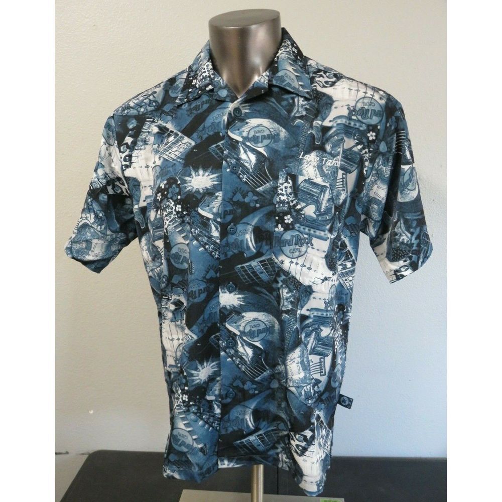 Mens Hard Rock Cafe Lake‎ Tahoe Short Sleeve Button Front Shirt Size S Polyester